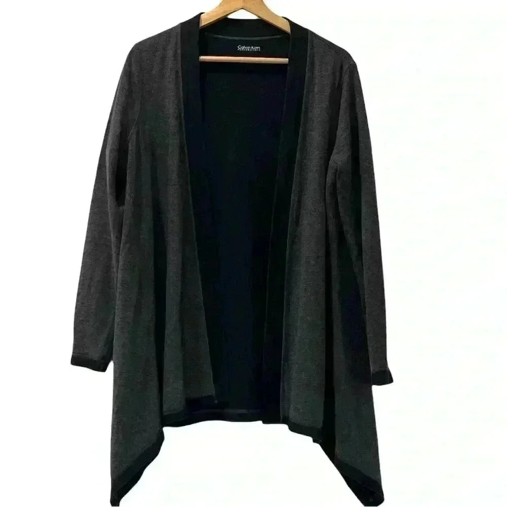 Calvin Klein Performance Womens Grey and Black Reversible Open Cardigan Large.